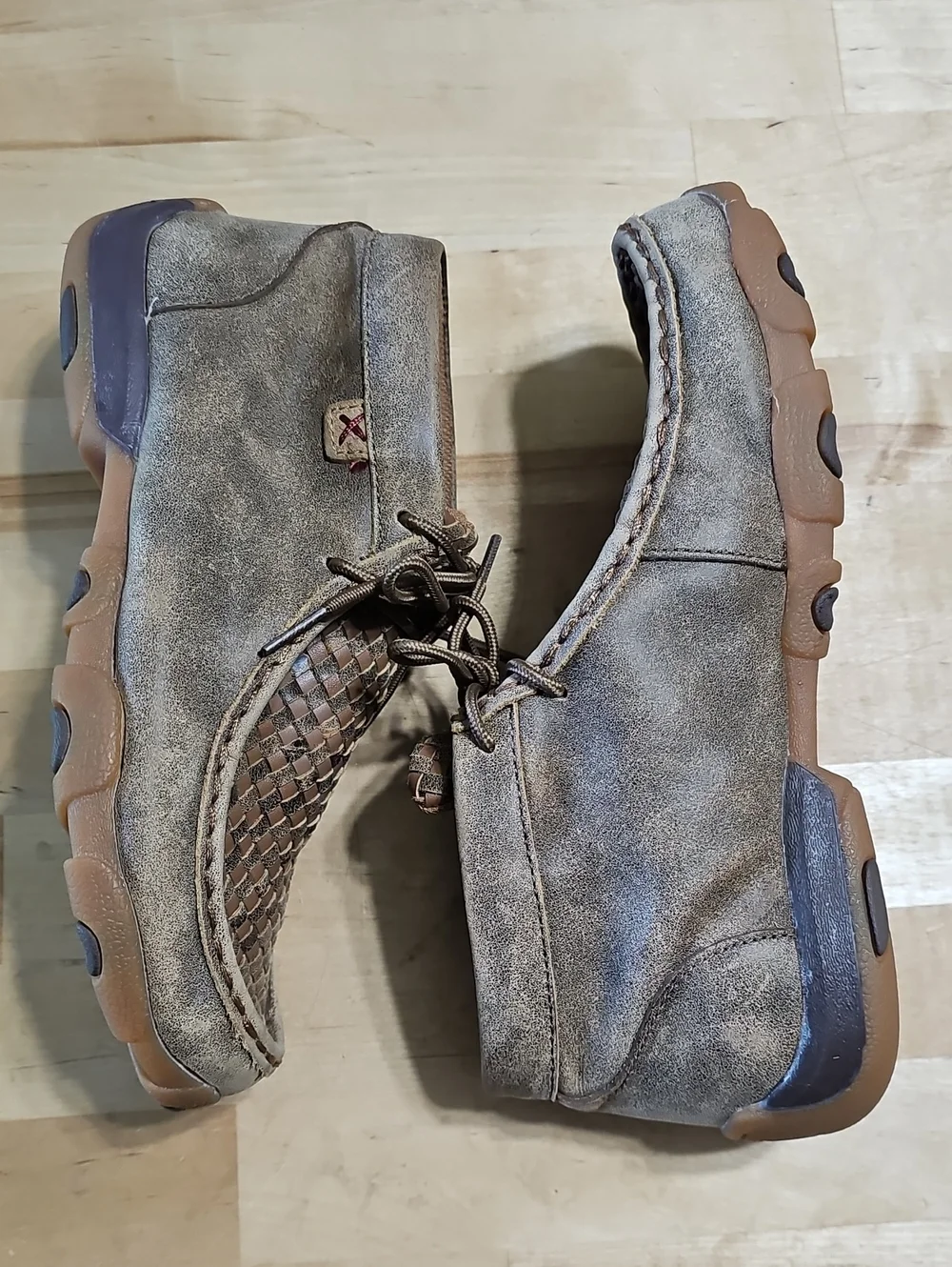 ​Twisted X Kids Leather Basketweave Chukka Driving Mocs Brown Size 4
